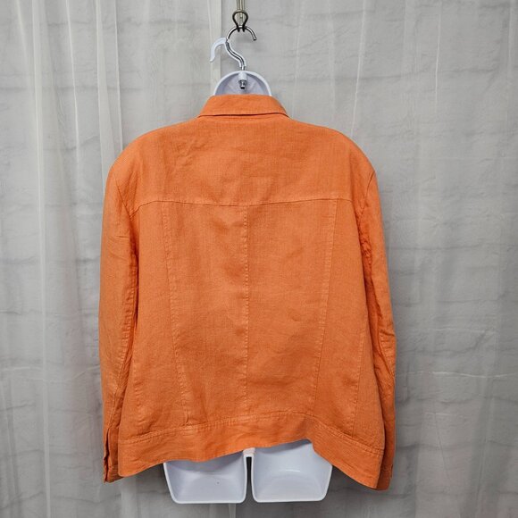 Vintage Talbots Orange Irish Linen Jacket Preppy Minimalist 22W - Picture 8 of 13
